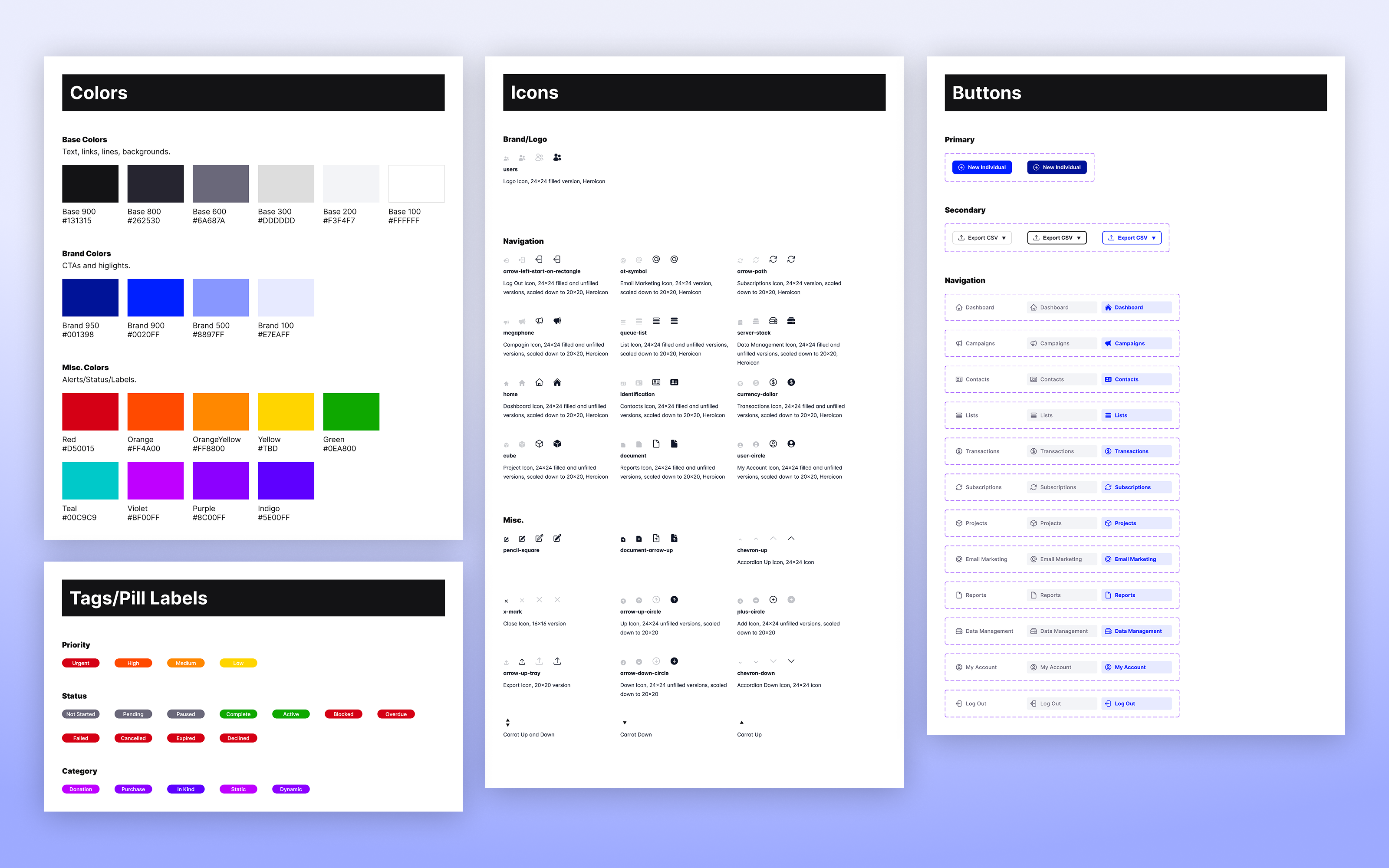 inLoop design system: color tokens, typography, and component states