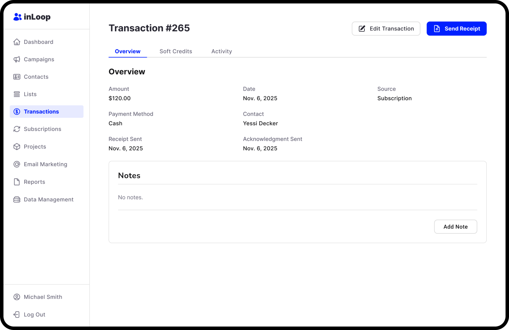 Transaction detail