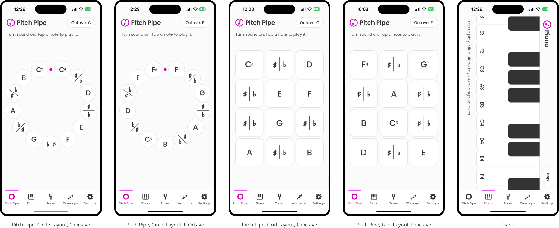 Pitch Pipe and Piano features